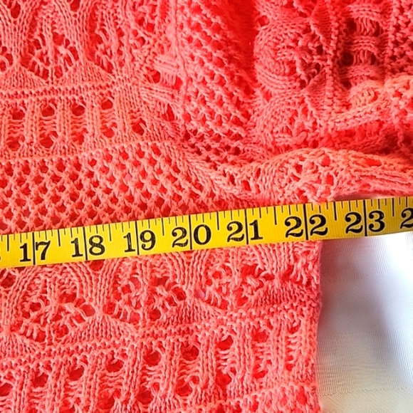 Christopher & Banks Salmon Open Front Short Sleeve Sweater, Size: XL - Picture 9 of 9